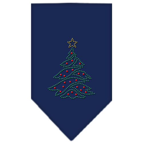 Christmas Tree Rhinestone Bandana Navy Blue Small